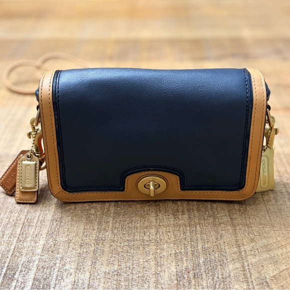 Coach Handbags - Coach Color Block Navy & Red Leather Turnlock Crossbody Style 19898